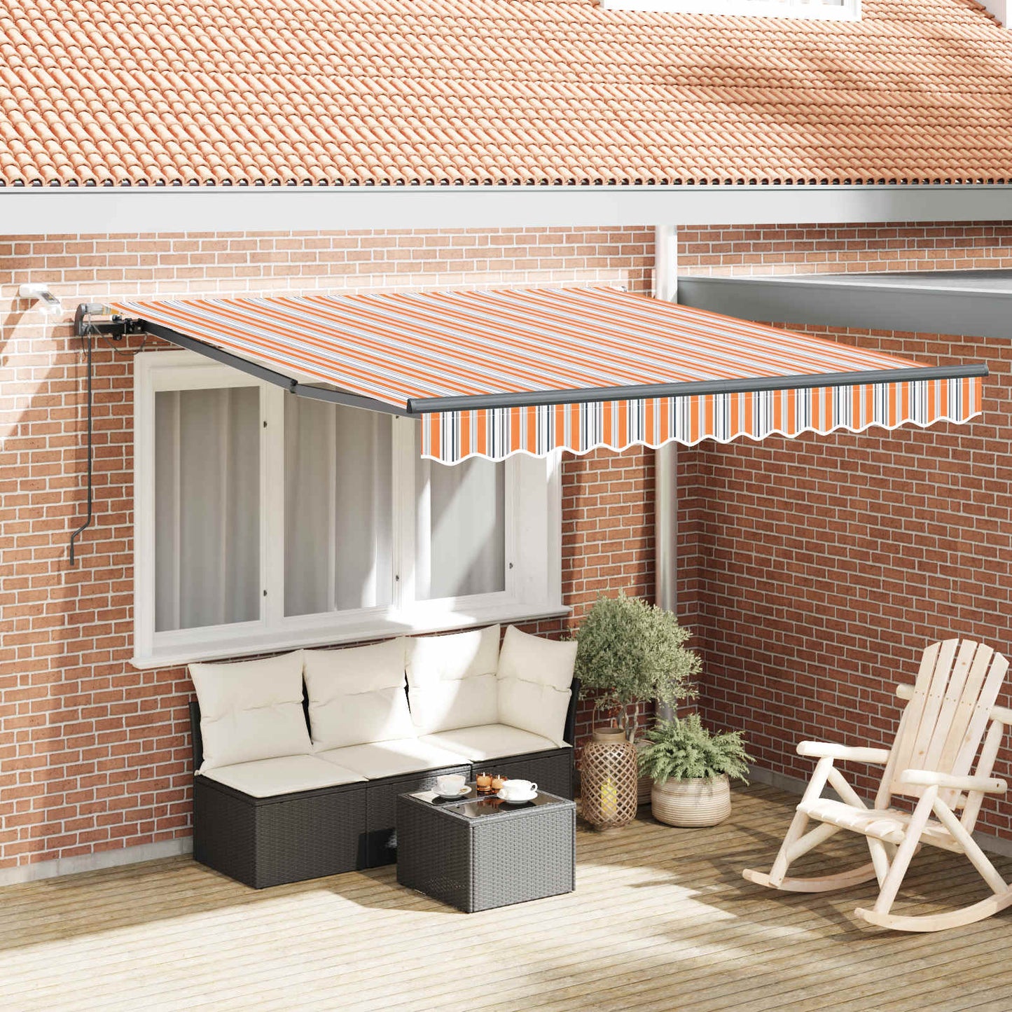 Luifeldoek Met Multikleur Polyester Blauw En Oranje