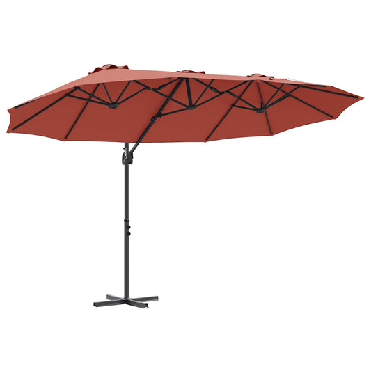 Parasol Terracotta 372 x 198 x 243 cm Polyester en Aluminium