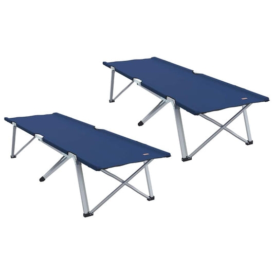 Opvouwbaar Camping Bed 2 pcs Blauw 62 x 194 x 42 cm Oxford stof