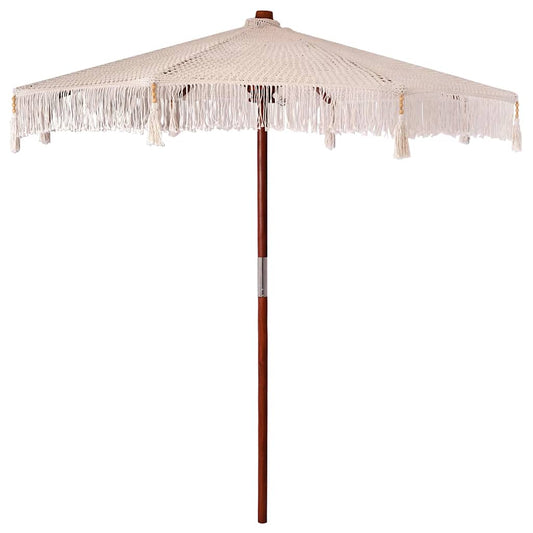 Macramé Parasol Crème 252,5 x 252,5 x 260 cm Katoen en Teakhout
