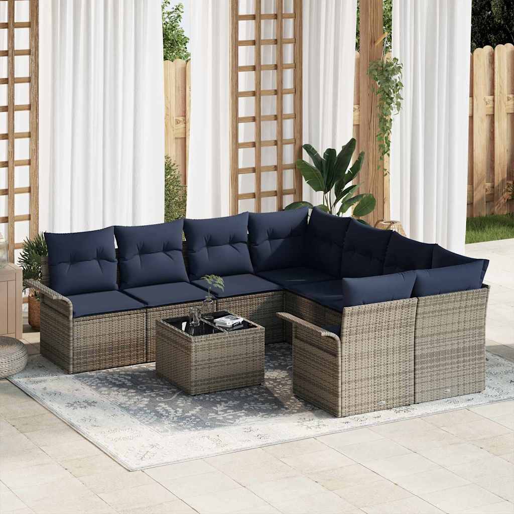 Tuin Sofa Set Met Kussen 9 Pcs Poly Rattan