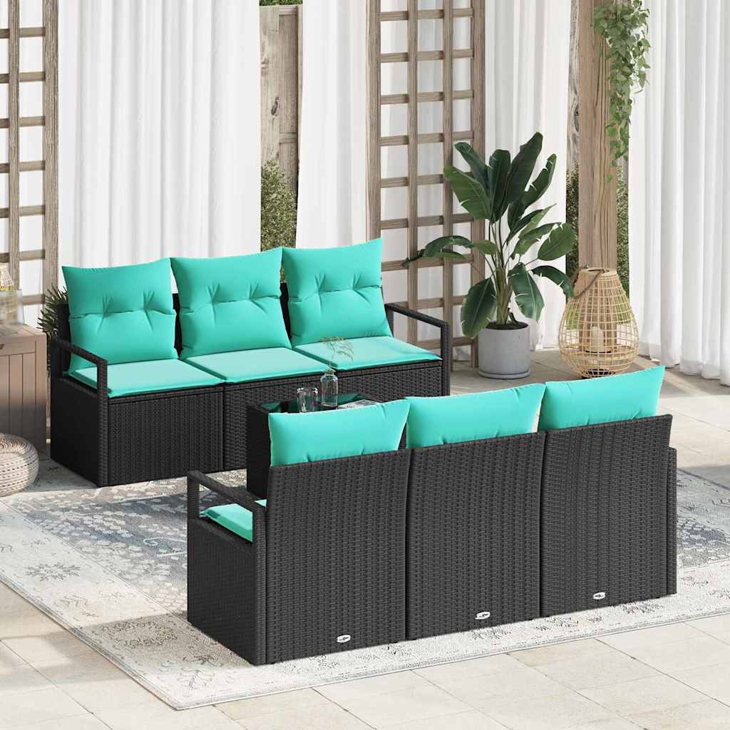 Bankstel Met Kussen 7 Pcs En Rood Poly Rattan