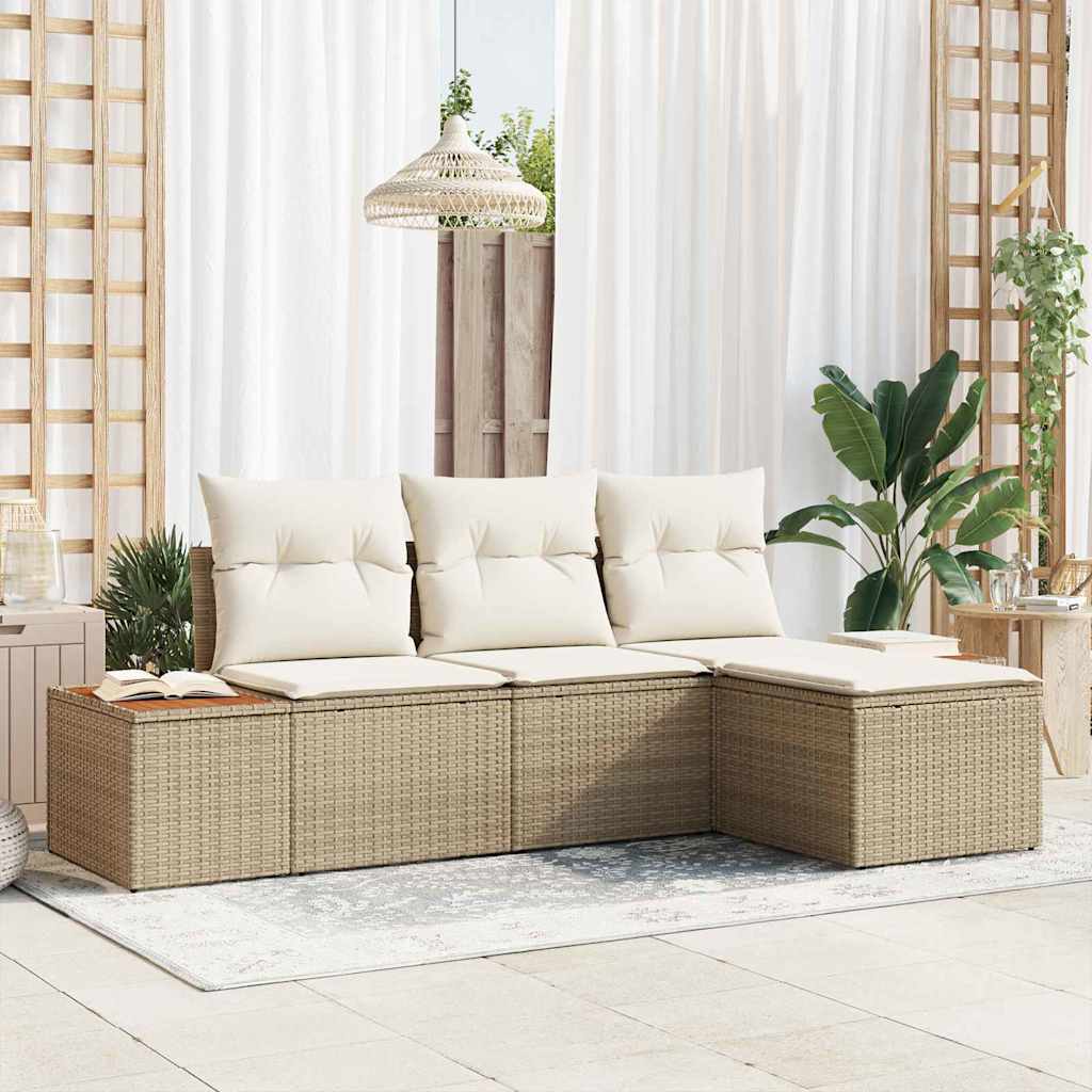 Tuin Sofa Set Met Kussen Met Kussen 4 Pcs Poly Rattan