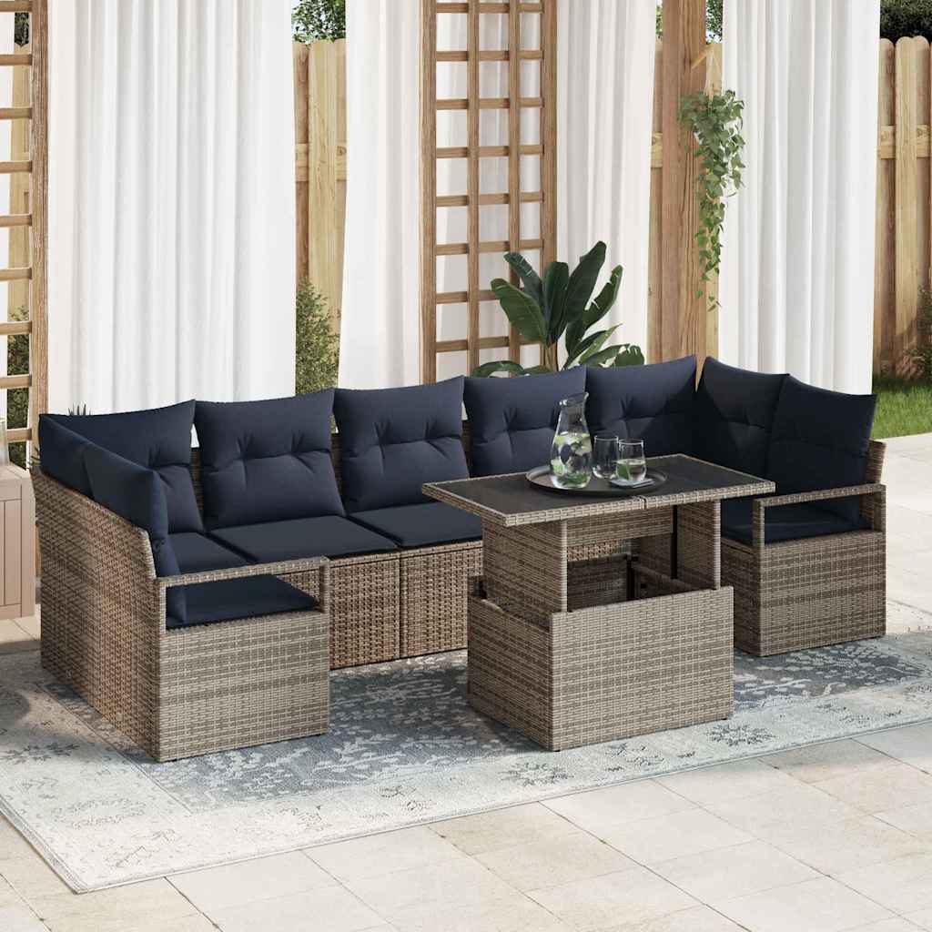 Tuin Sofa Set Met Kussen 8 Pcs En Rood Poly Rattan