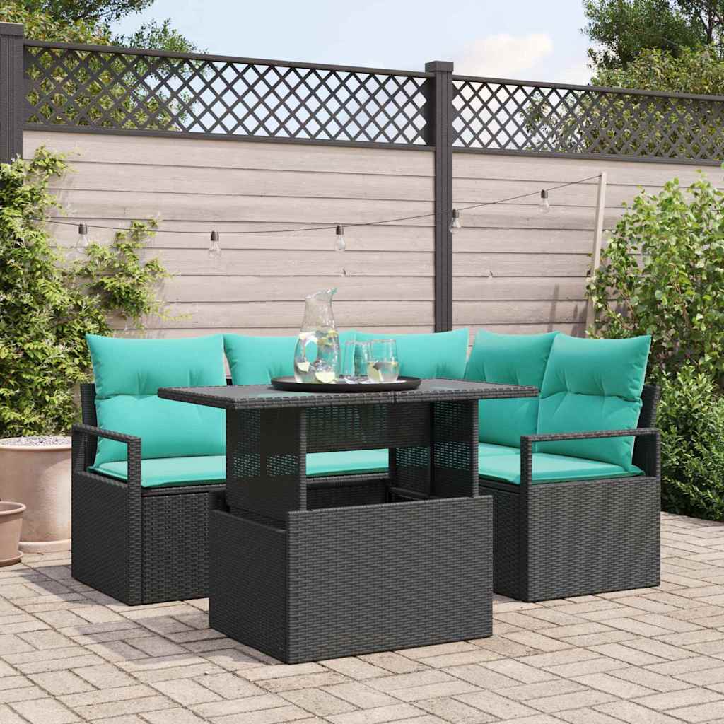 Tuin Sofa Set Met Opslag 5 Pcs En Rood Poly Rattan