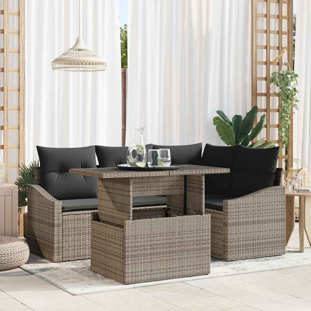 Tuin Sofa Set Met Kussen 5 Pcs Poly Rattan