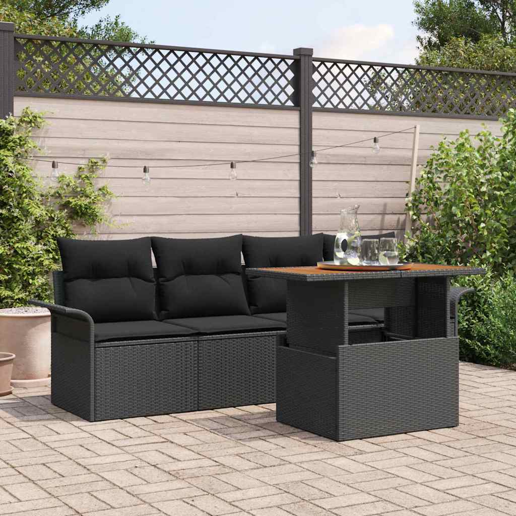 Tuinbankenset Met Kussen 5 Pcs Poly Rattan