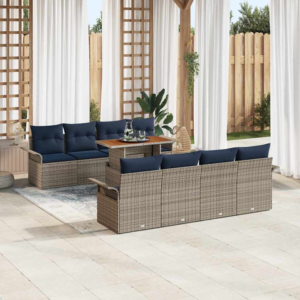 Tuin Sofa Set Met Kussen 7 Pcs En Blauw