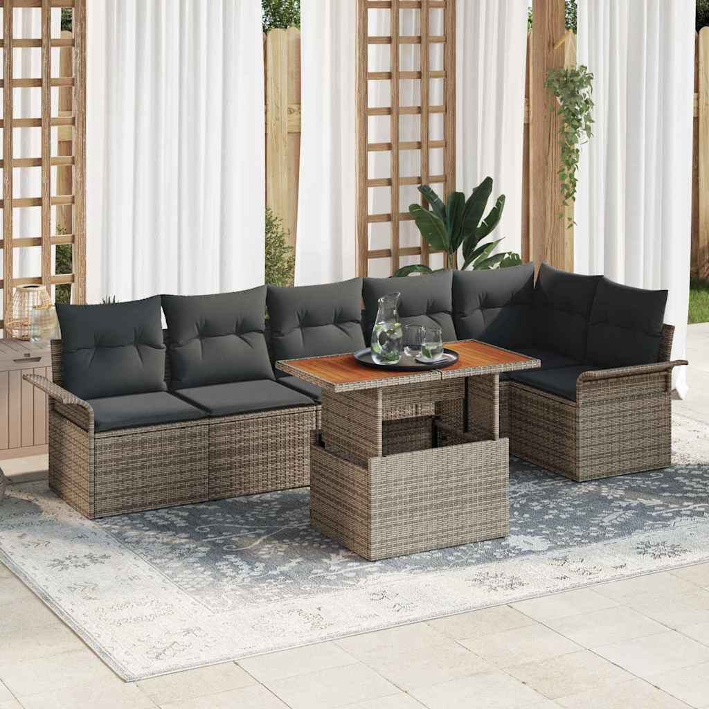 Tuinbankenset Met Kussen 7 Pcs Poly Rattan