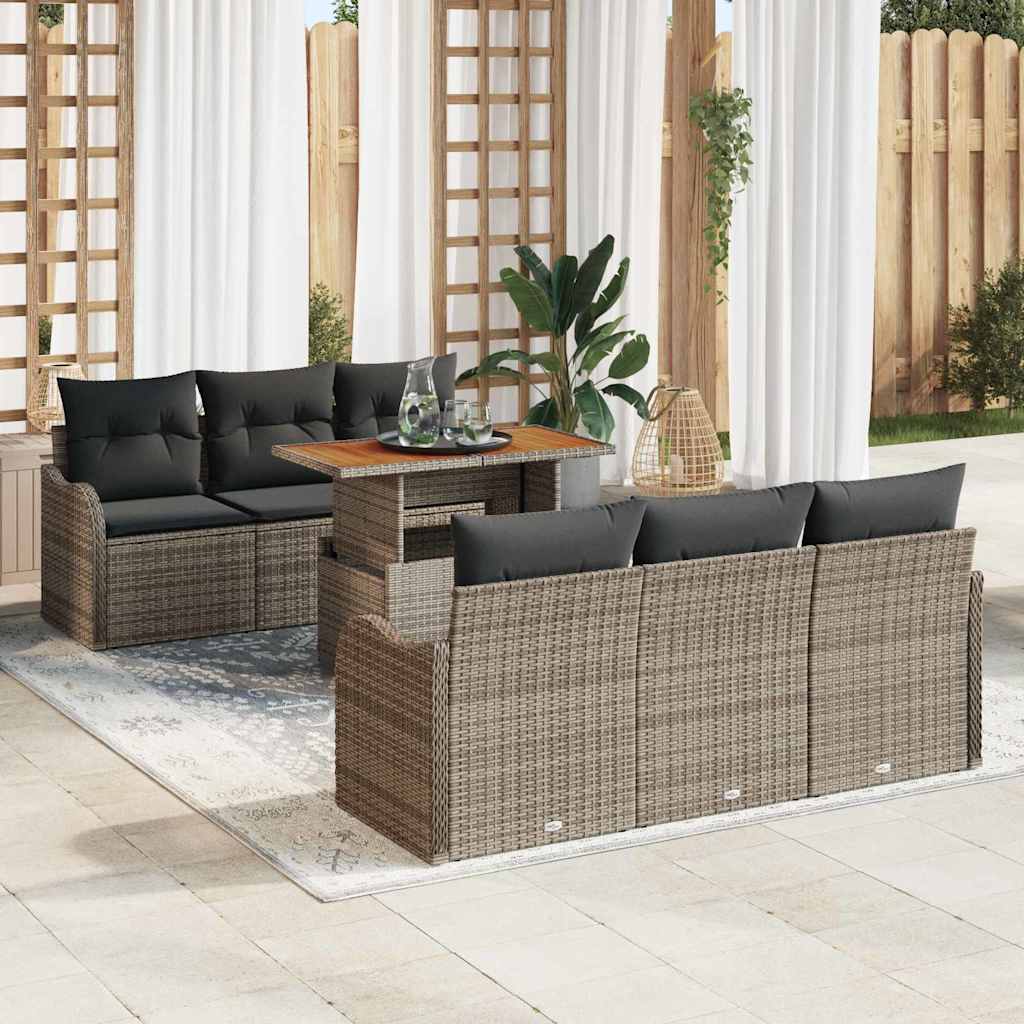Tuinbankenset Met Kussen 7 Pcs Poly Rattan