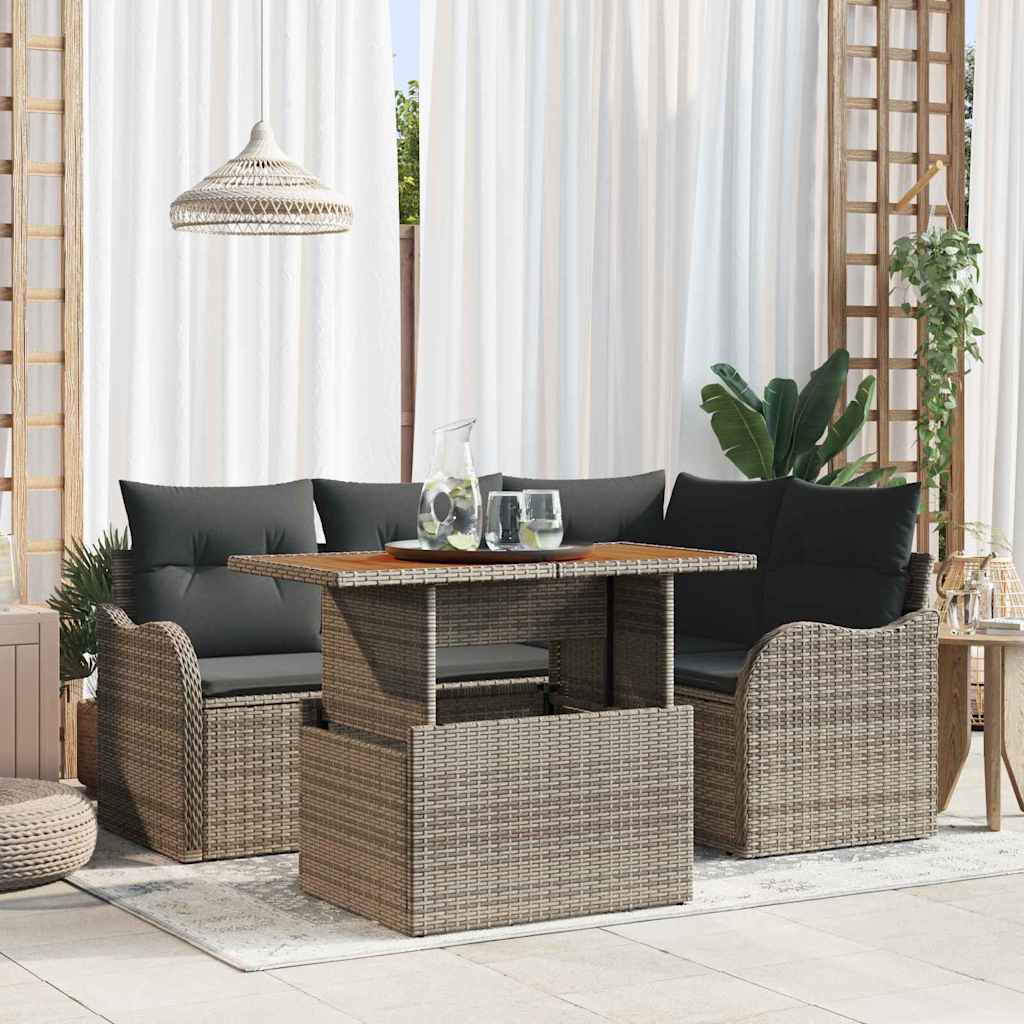 Tuinbankenset Met Kussen 5 Pcs Poly Rattan