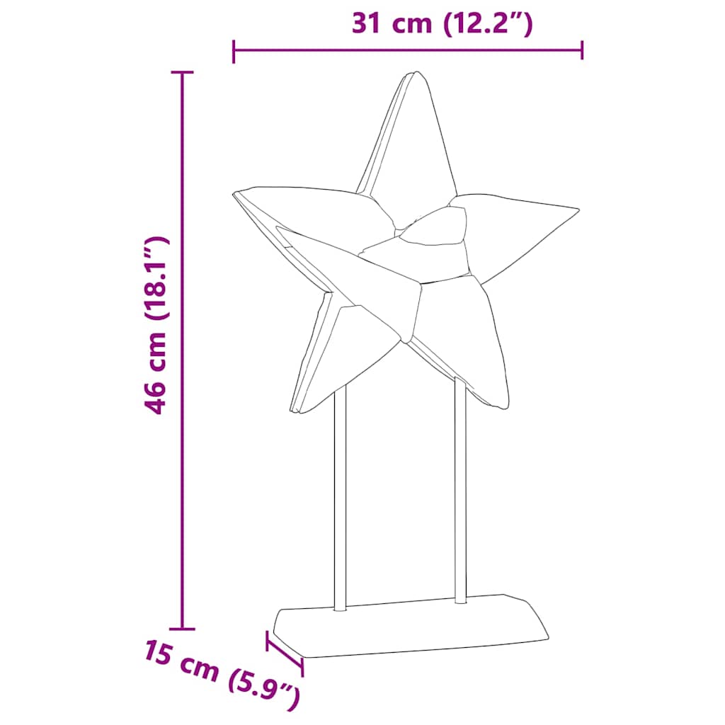 Kerstster Bruin 30 x 5 x 45 cm Massief Teakhout