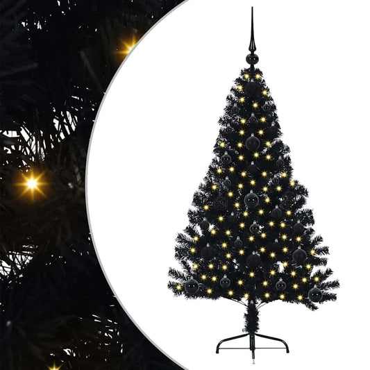 Kunstmatig Voorverlicht Kerstboom met 150 LED Zwart 120 cm PVC