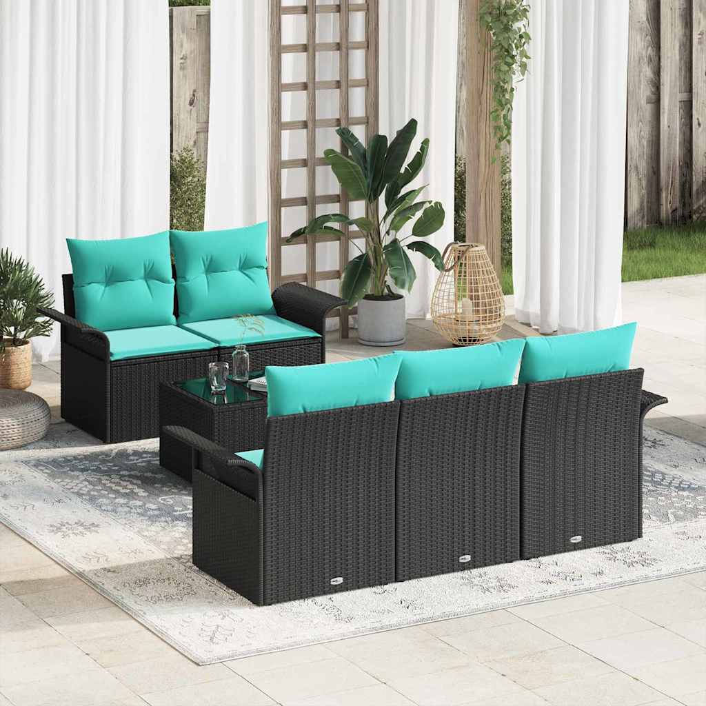Tuin Sofa Set Met Kussen 6 Pcs Beige En Rood Poly Rattan