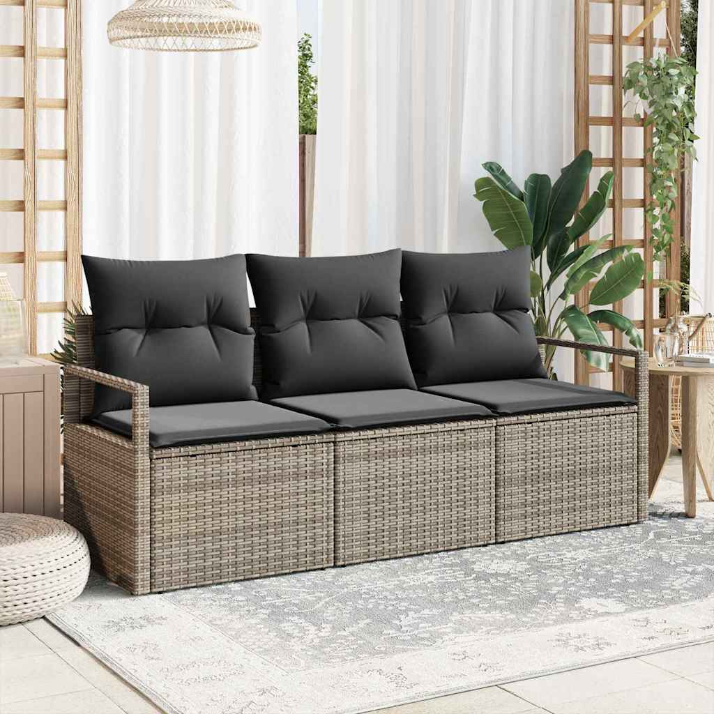 Tuinbankenset Met Kussen 3 Pcs Poly Rattan