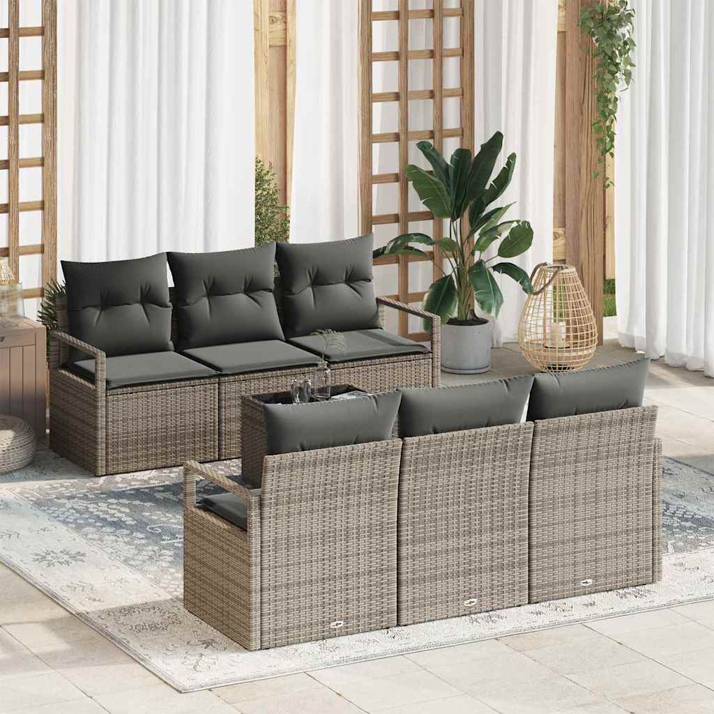 Tuin Sofa Set Met Kussen 7 Pcs En Crème Poly Rattan