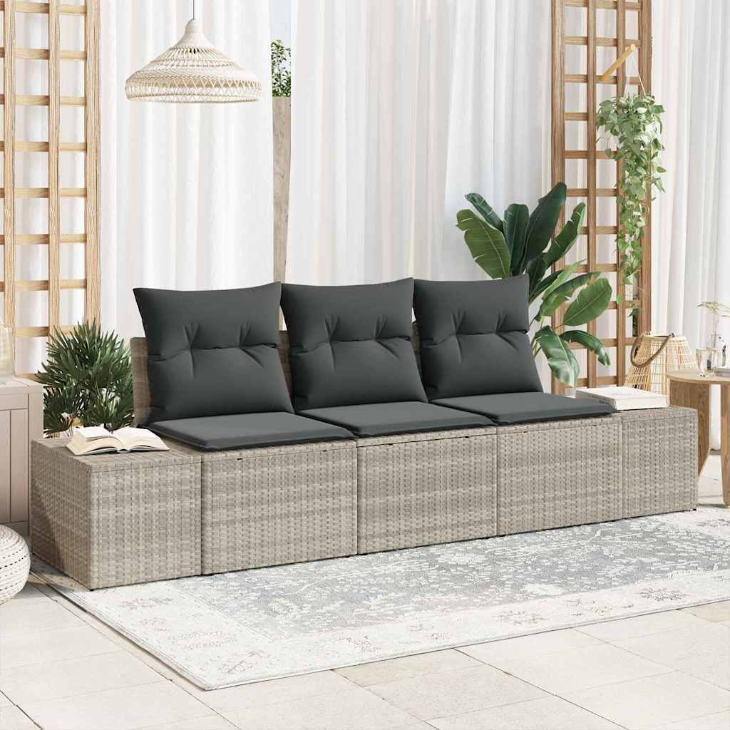 Tuinbankenset Met Opslag 3 Pcs En Crème Poly Rattan