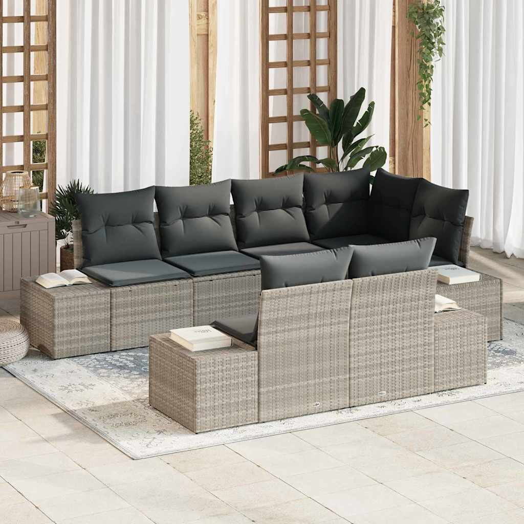 Tuinbankenset Met Opslag 7 Pcs En Crème Poly Rattan