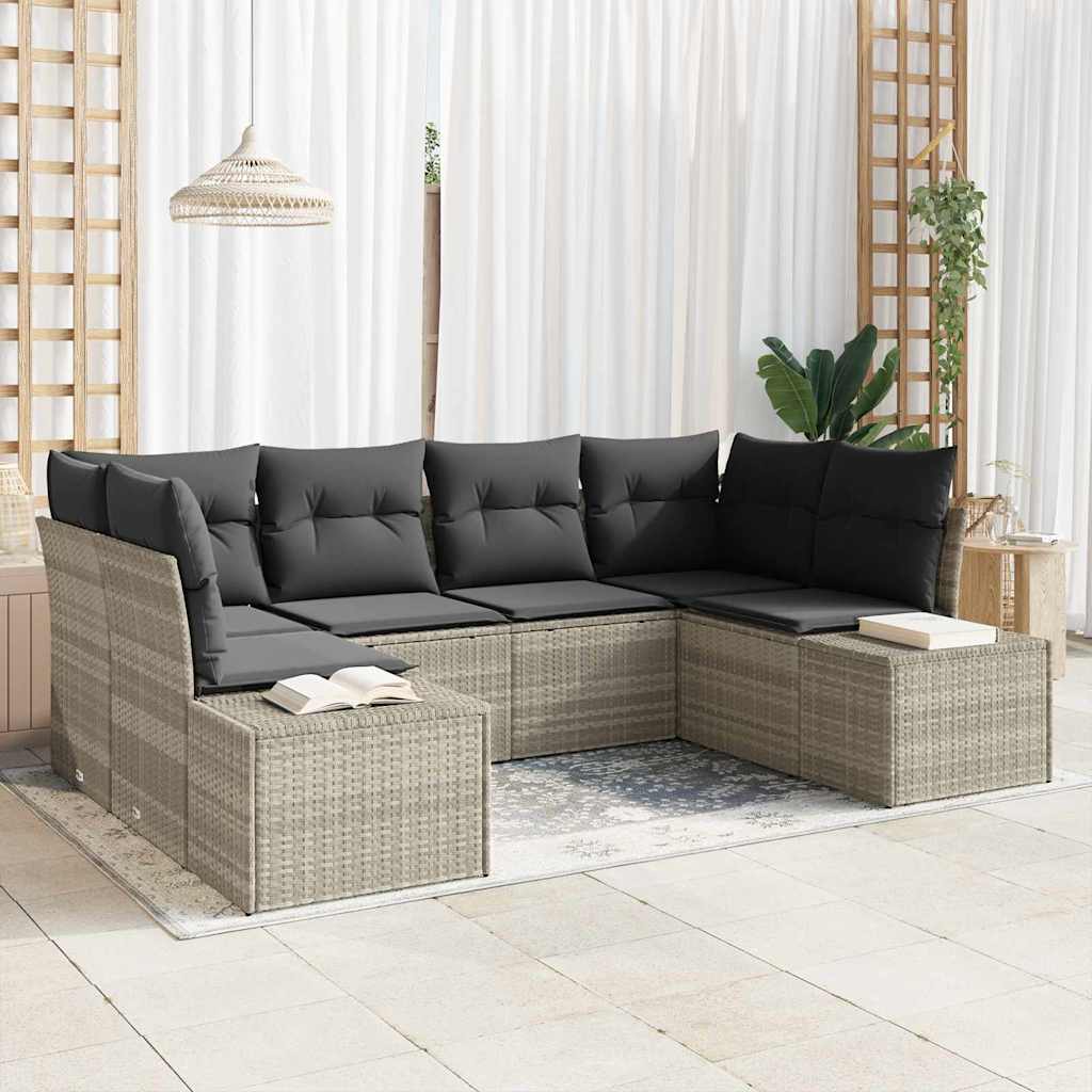 Tuinbankenset Met Opslag 6 Pcs En Crème Poly Riet