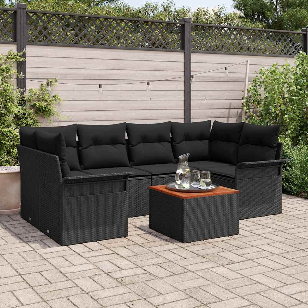 Tuinbankenset Met Opslag 7 Pcs En Crème Poly Rattan