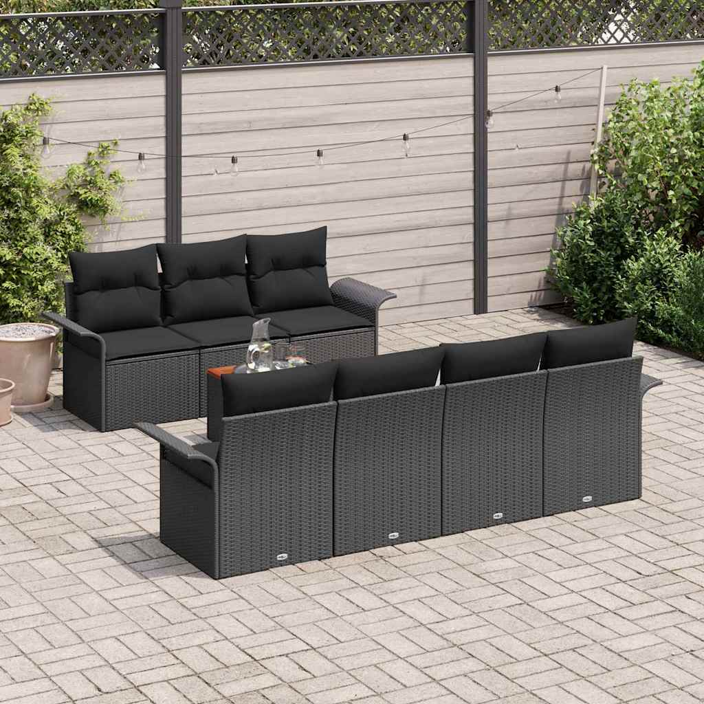 Tuinbankenset Met Opslag 8 Pcs En Crème Poly Rattan