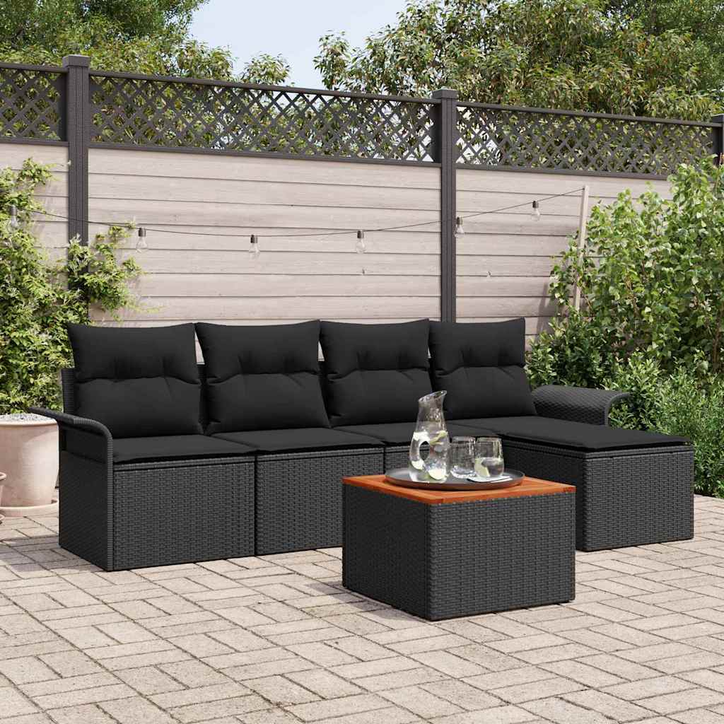 Tuinbankenset Met Opslag 6 Pcs En Crème Poly Rattan