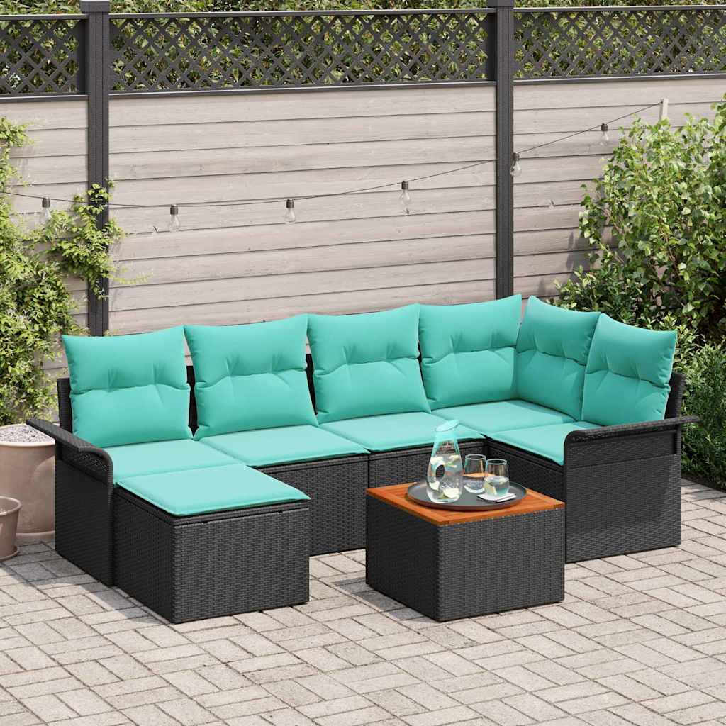 Tuinbankenset Met Opslag 7 Pcs Poly Rattan