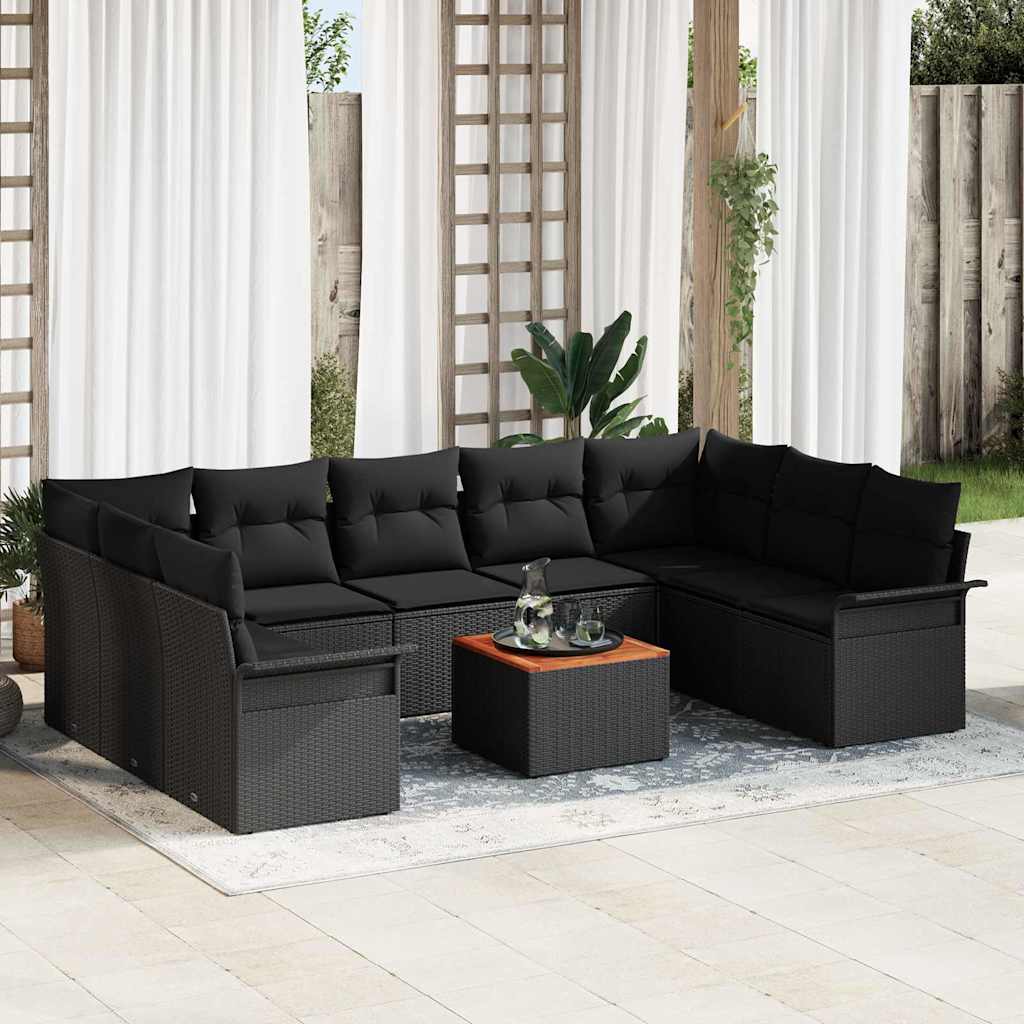 Tuinbankenset Met Opslag 10 Pcs En Crème Poly Rattan