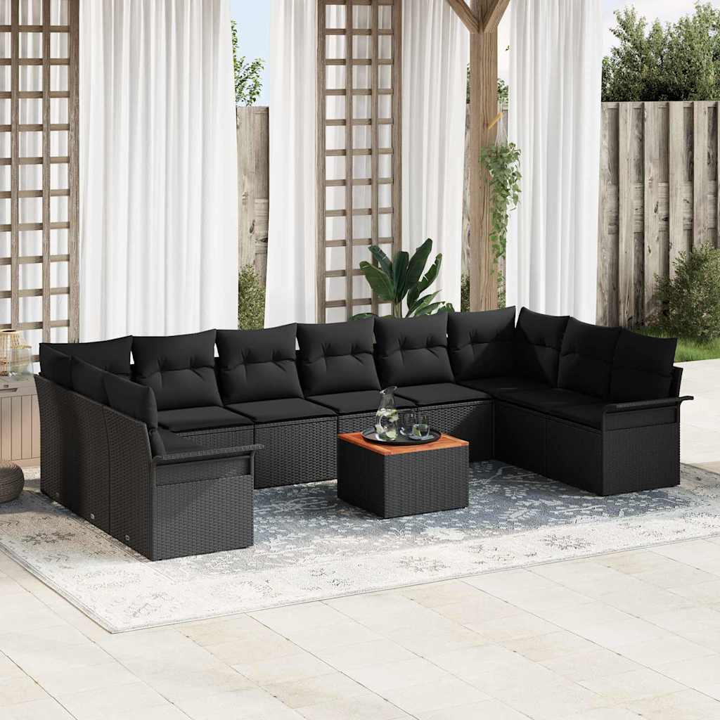Tuinbankenset Met Opslag 11 Pcs En Crème Poly Rattan