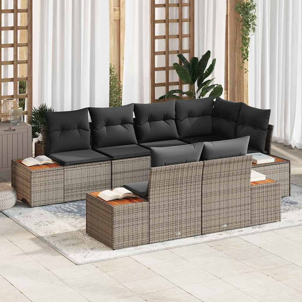 Tuinbankenset Met Kussen 7 Pcs En Crème Polyrattan