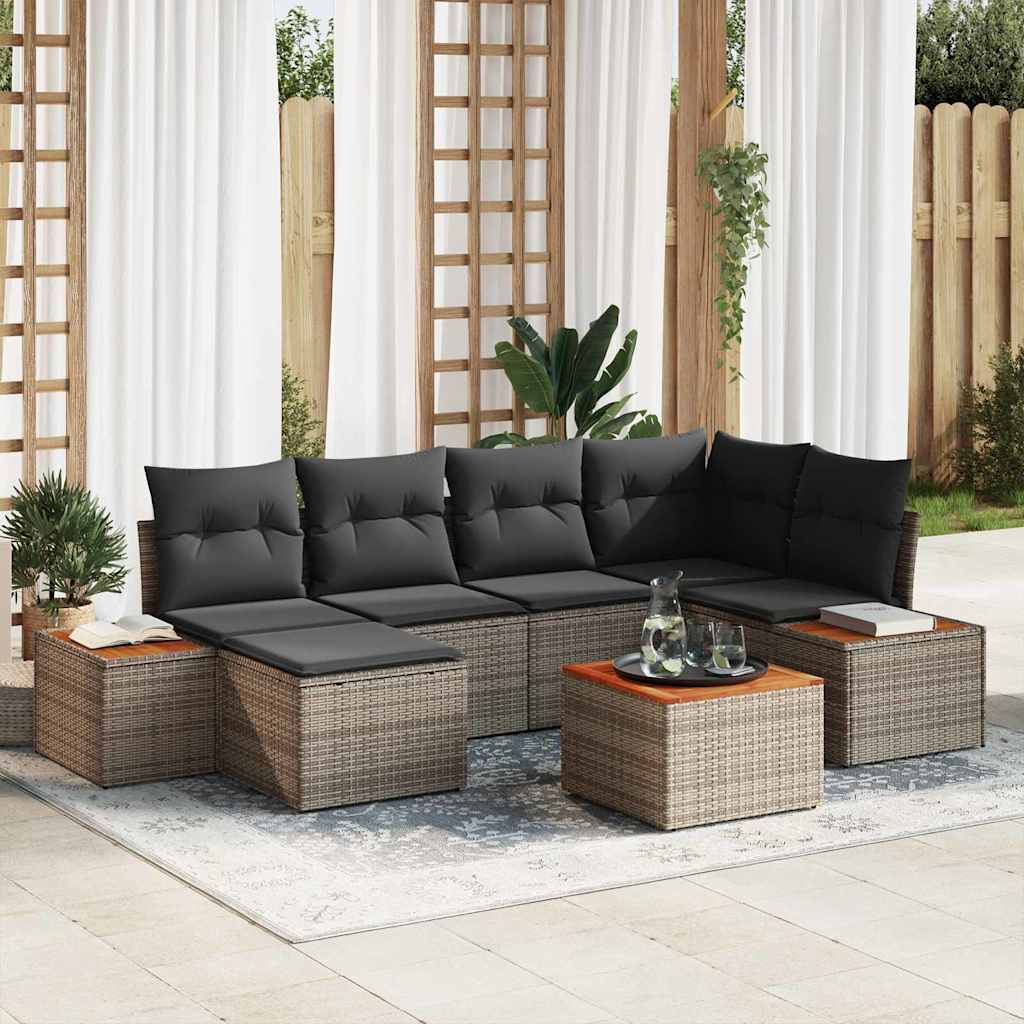 Tuinbankenset Met Kussen 7 Pcs En Crème Polyrattan