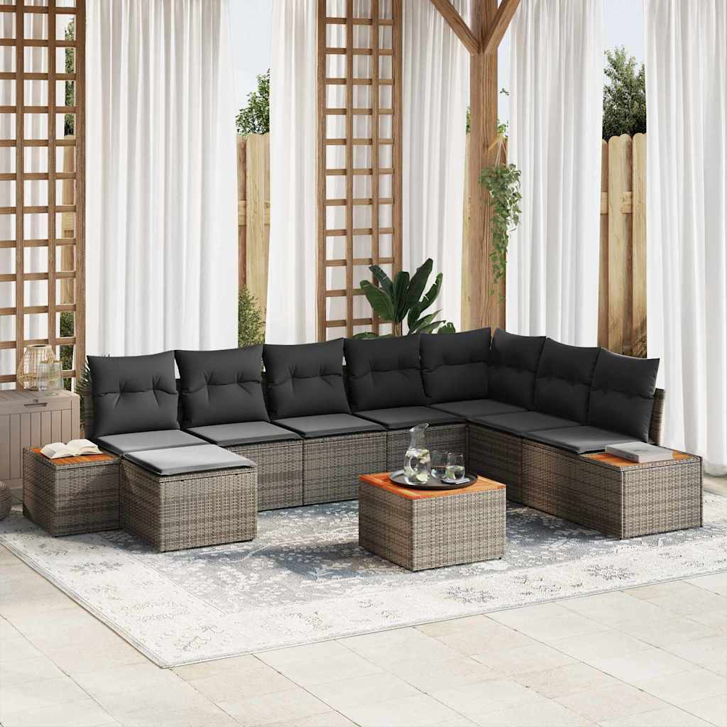 Tuinbankenset Met Kussen 9 Pcs En Crème Polyrattan