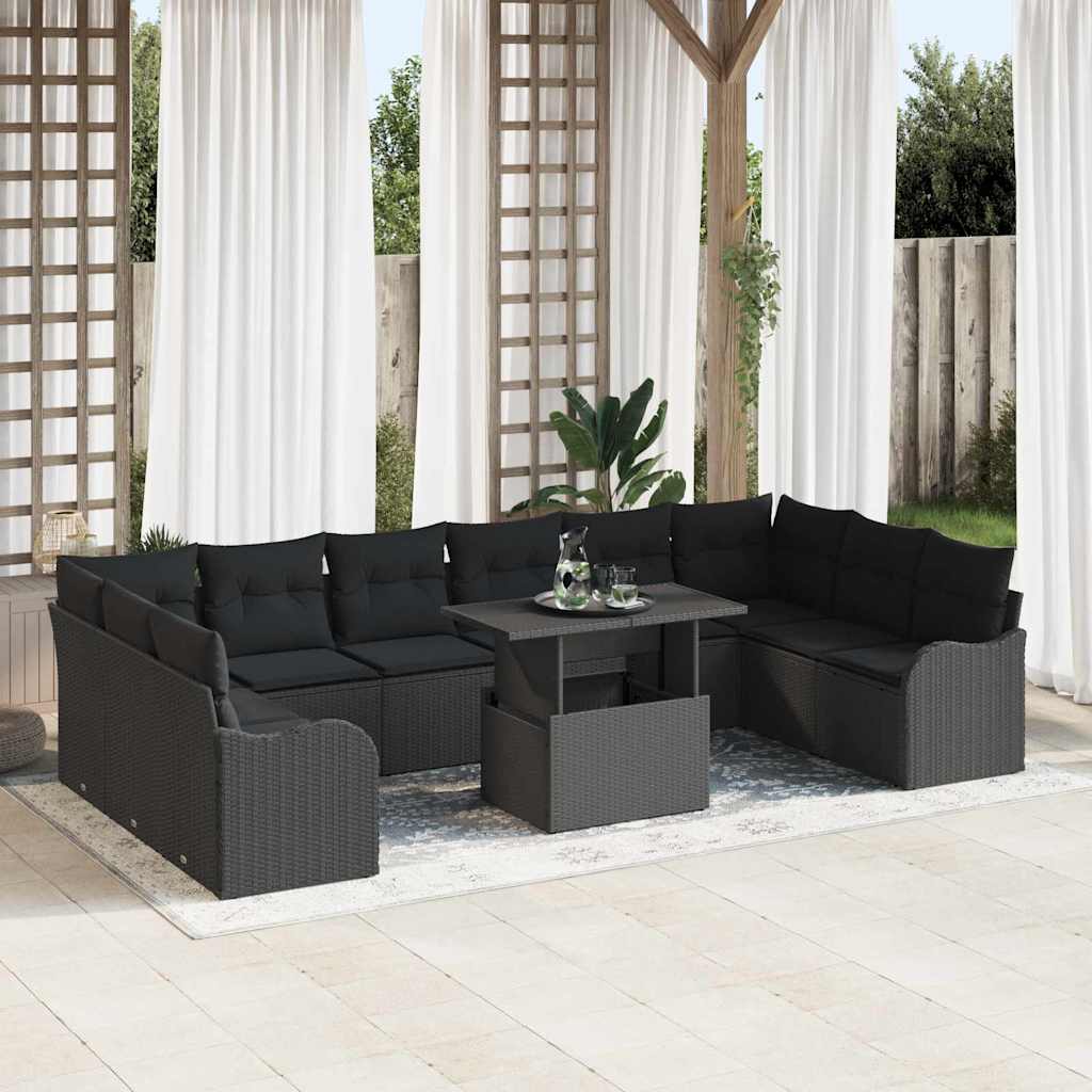 Tuin Sofa Set Met Kussen Met Kussen 11 Pcs Poly Rattan