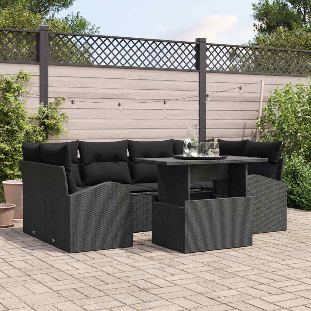Tuin Sofa Set Met Kussen Met Opslag 7 Pcs Poly Rattan