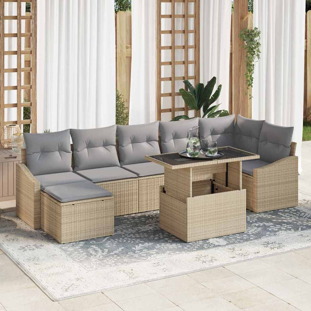 Tuin Sofa Set Met Kussen Met Opslag 8 Pcs En Crème