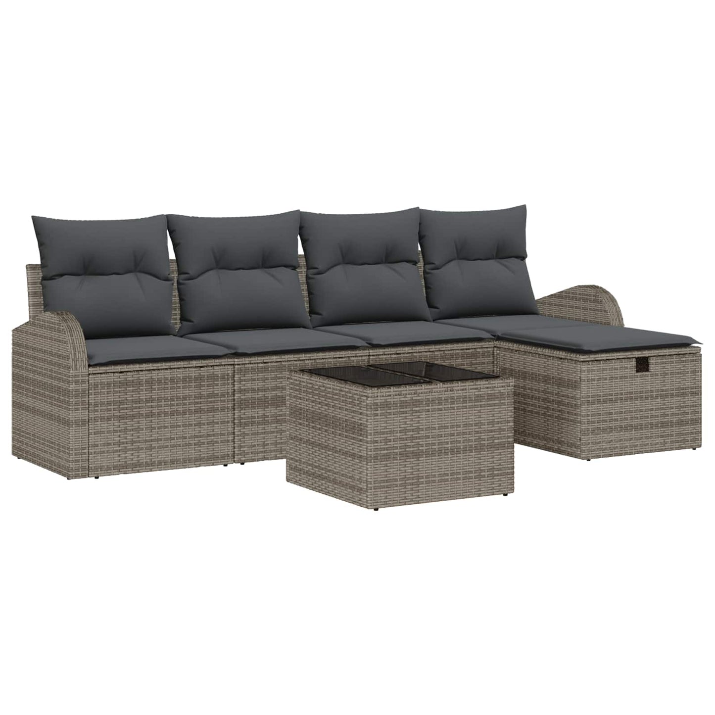 Bankstel Met Kussen Met Opslag 5 Pcs En Crème Poly Rattan