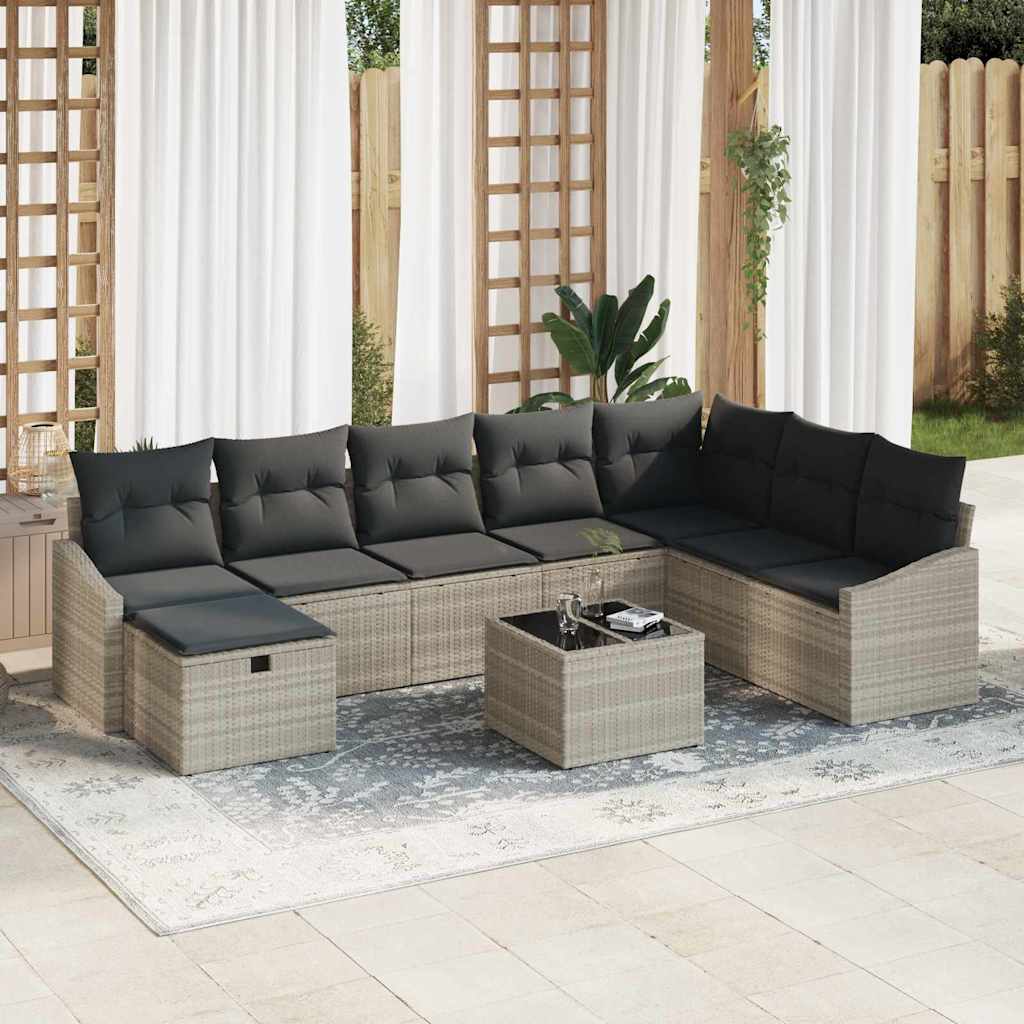 Bankstel Met Kussen 9 Pcs Poly Rattan