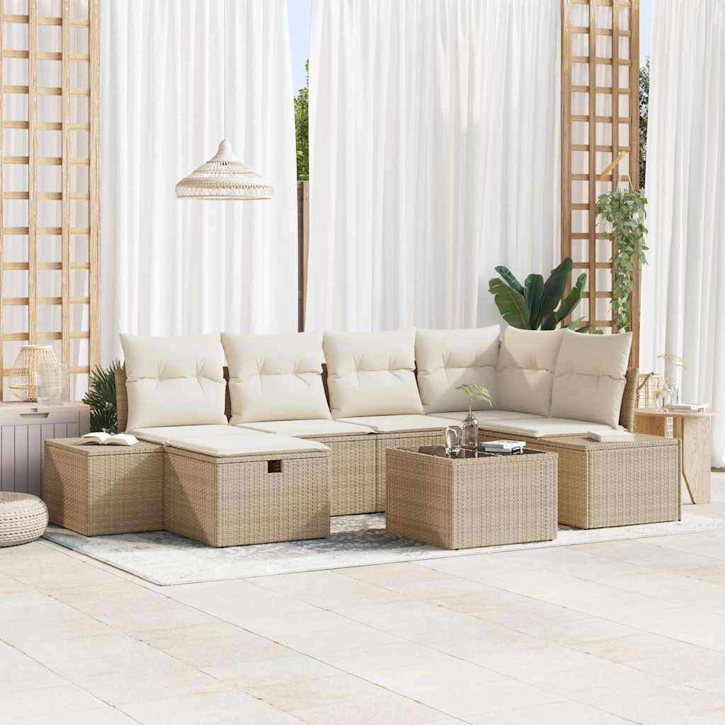 Bankstel Met Kussen 7 Pcs Poly Rattan