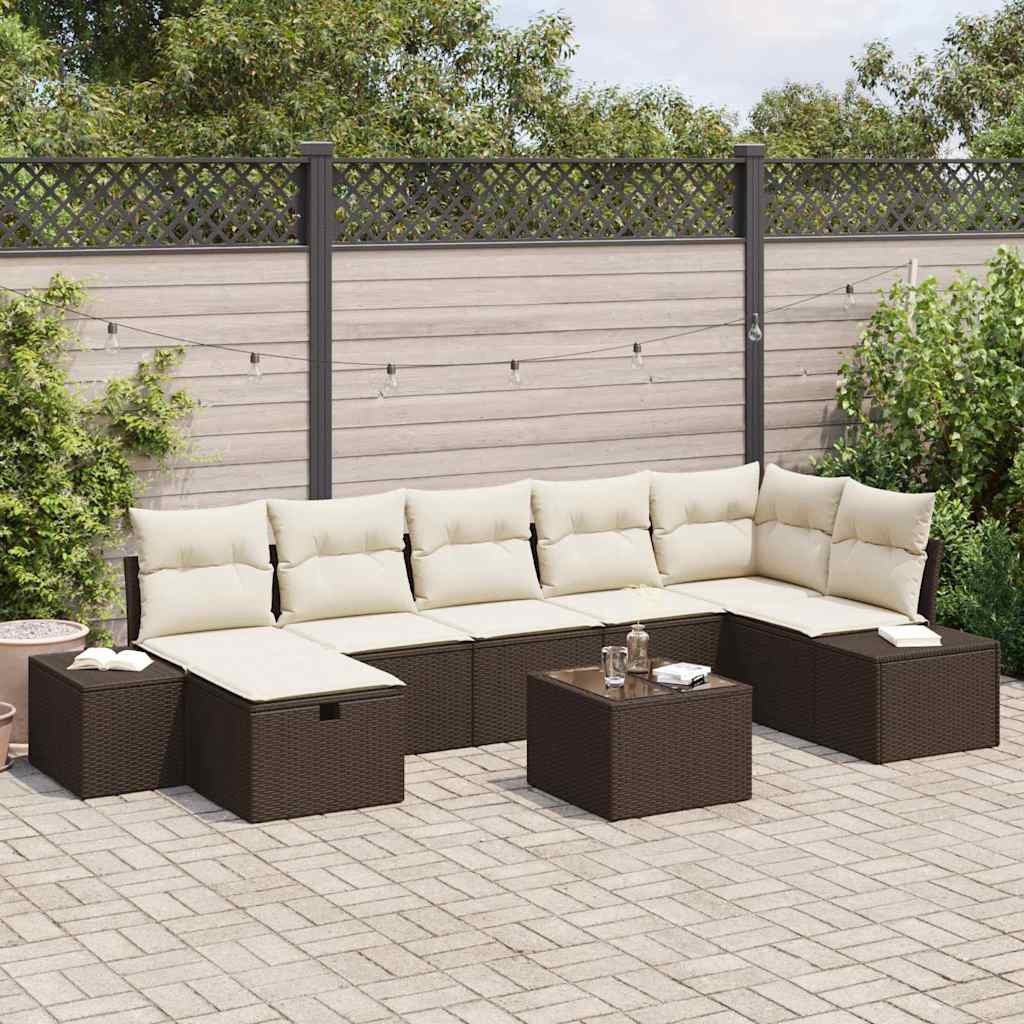 Bankstel Met Kussen 8 Pcs Poly Rattan