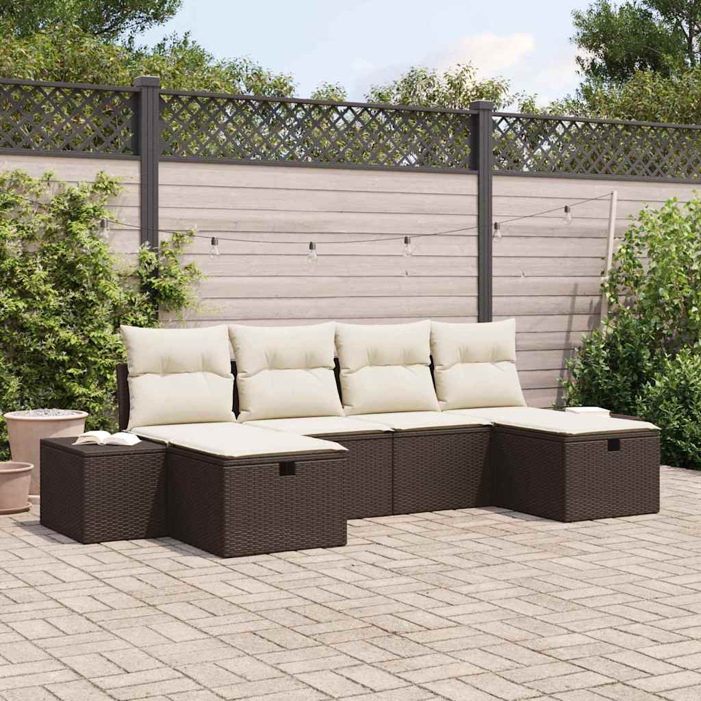 Tuin Sofa Set Met Kussen Met Opslag 6 Pcs Poly Rattan