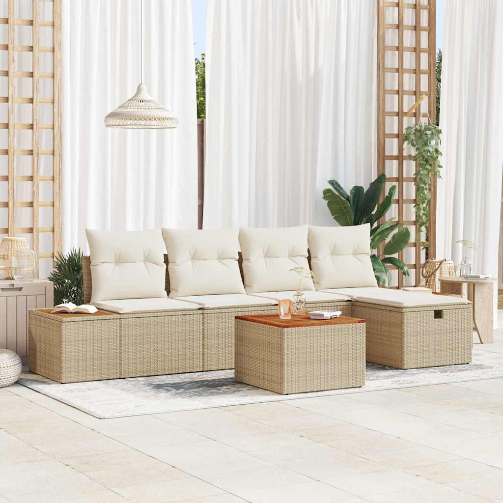 Tuin Sofa Set Met Kussen 5 Pcs Poly Riet