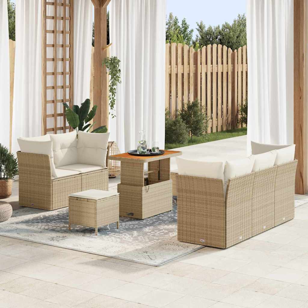 Tuin Sofa Set 8 Pcs Poly Riet En Gepoedercoat Staal