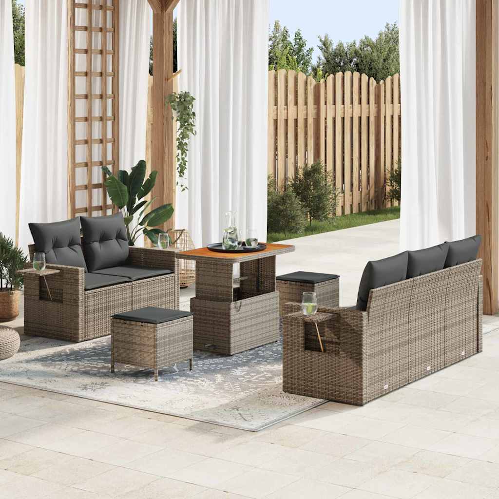 Tuinbankenset Met Kussen 10 Pcs En Crème Poly Rattan