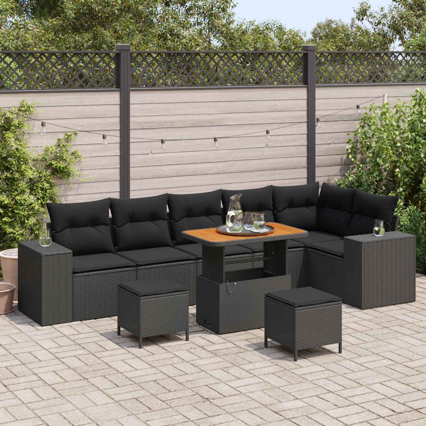 Tuin Sofa Set Met Kussen 9 Pcs Poly Rattan