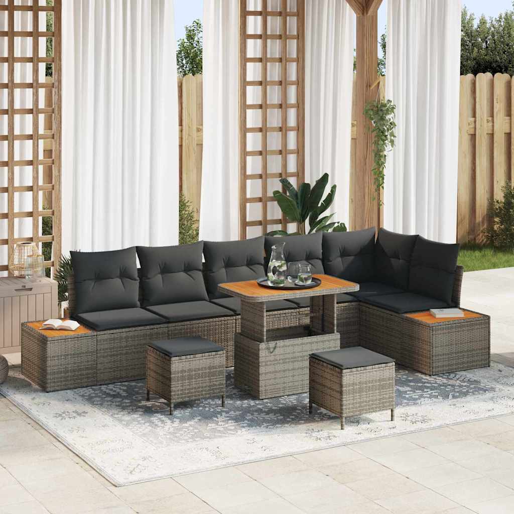 Tuinbankenset Met Kussen Met Opslag 9 Pcs Poly Riet