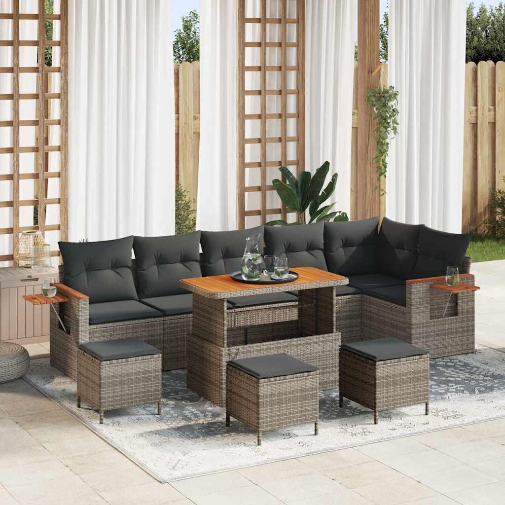 Tuinbankenset Met Kussen 11 Pcs Poly Rattan