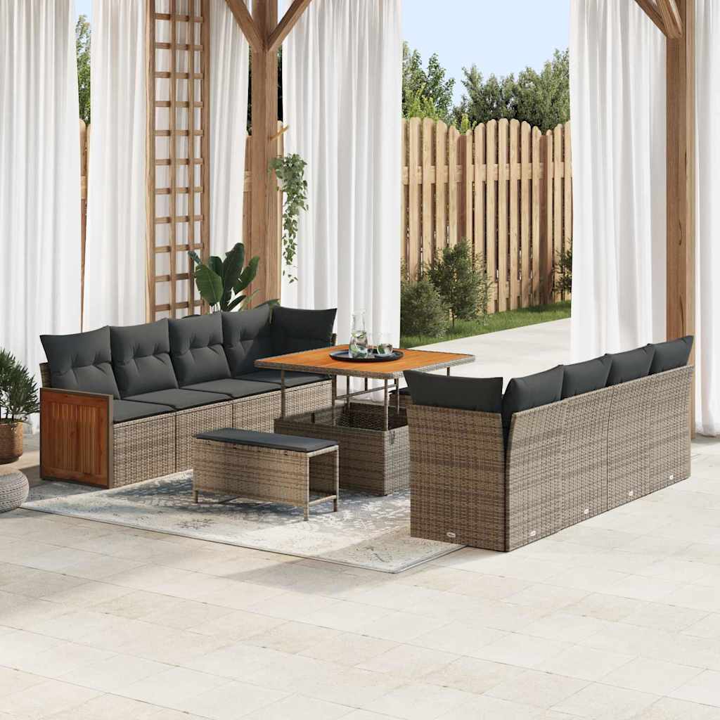 Tuinbankenset Met Kussen 12 Pcs Poly Rattan