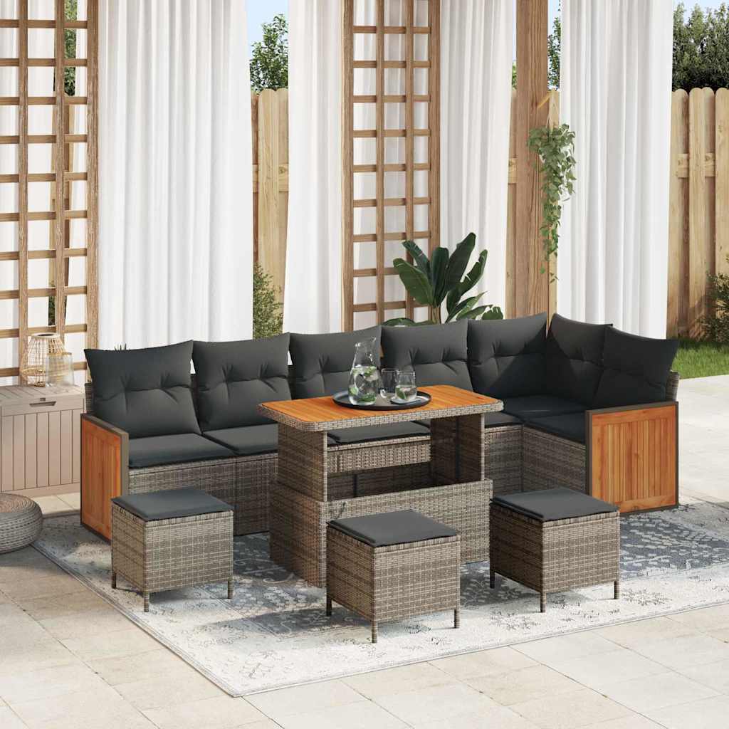 Tuinbankenset Met Kussen 11 Pcs Poly Rattan