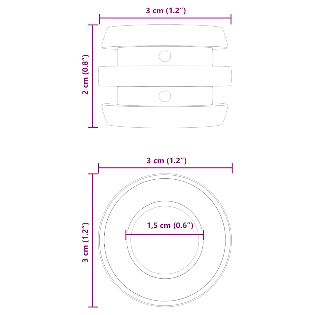 Voetbaltafel Bumpers 3 x 3 x 2 cm Stang 16 pcs Zwart