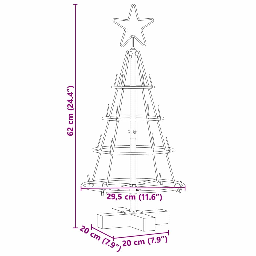 Kerst Cone Boom met standaard Zwart 60 cm Staal